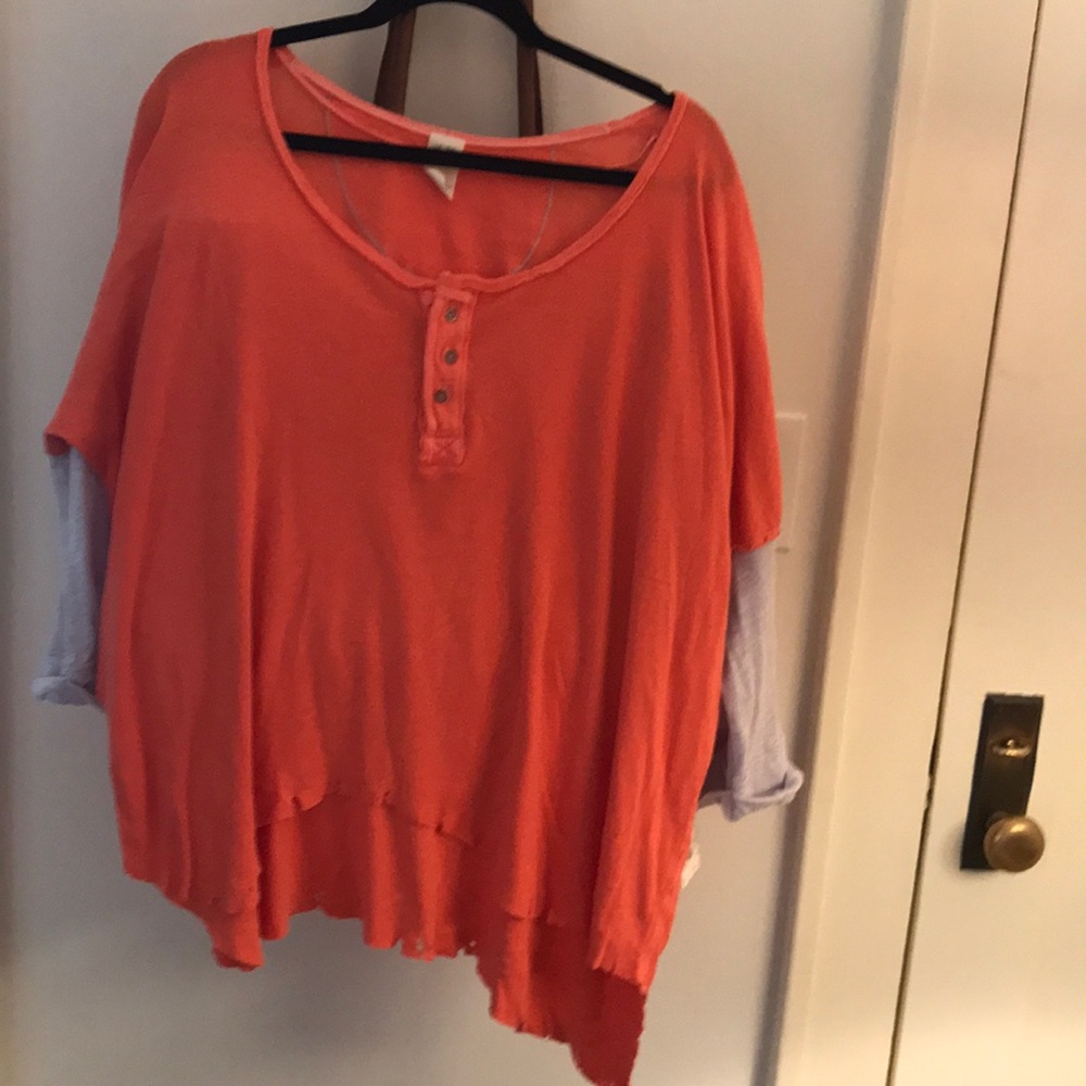 Free People new nwt Coral Henley oversized S